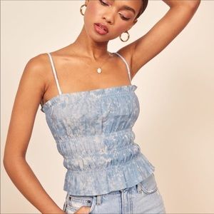 Reformation Gia linen tank top in shibori tie dye